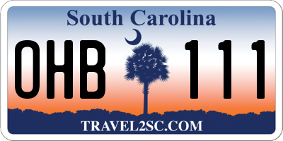 SC license plate OHB111