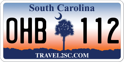 SC license plate OHB112