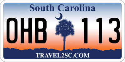 SC license plate OHB113