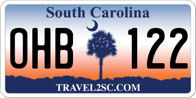 SC license plate OHB122