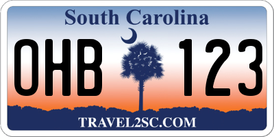 SC license plate OHB123