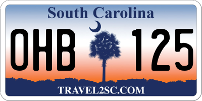 SC license plate OHB125