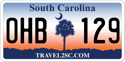 SC license plate OHB129