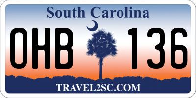 SC license plate OHB136