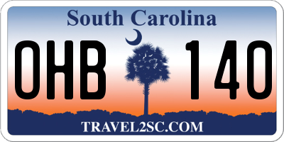 SC license plate OHB140