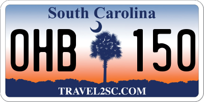 SC license plate OHB150