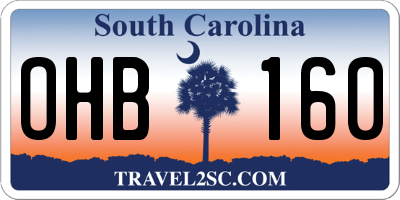 SC license plate OHB160