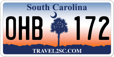SC license plate OHB172