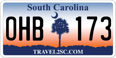 SC license plate OHB173