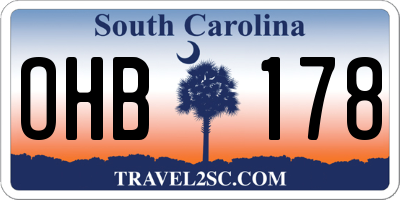 SC license plate OHB178