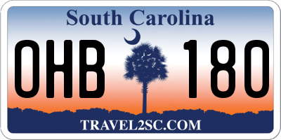 SC license plate OHB180