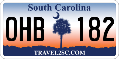 SC license plate OHB182