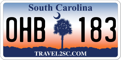 SC license plate OHB183
