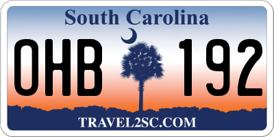 SC license plate OHB192