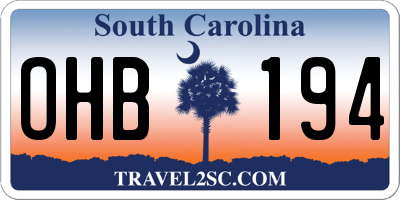 SC license plate OHB194