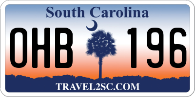 SC license plate OHB196
