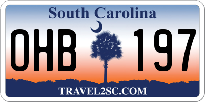 SC license plate OHB197
