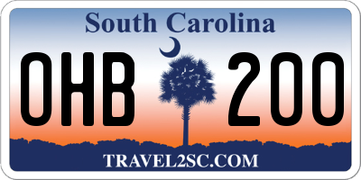 SC license plate OHB200