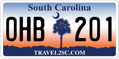 SC license plate OHB201
