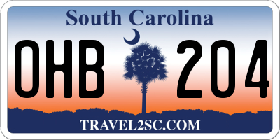 SC license plate OHB204