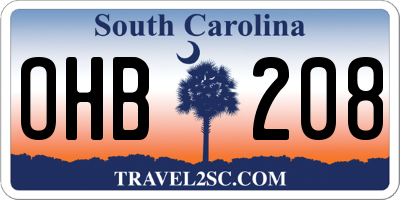 SC license plate OHB208
