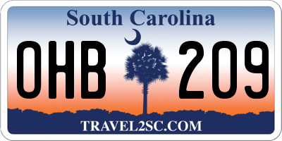 SC license plate OHB209