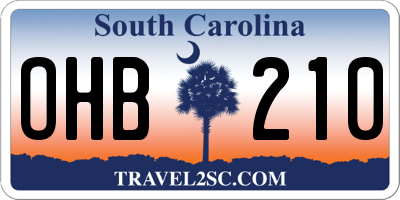 SC license plate OHB210