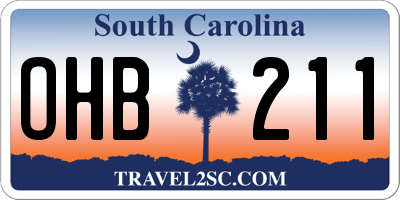 SC license plate OHB211