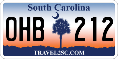 SC license plate OHB212