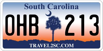 SC license plate OHB213