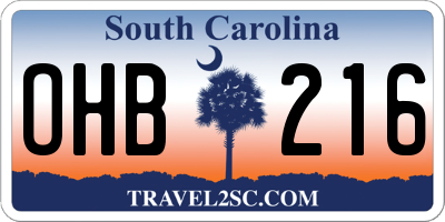 SC license plate OHB216