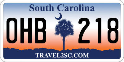 SC license plate OHB218