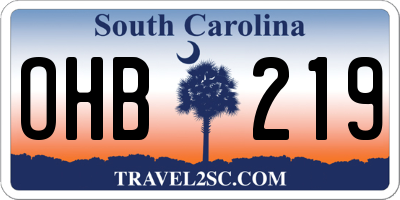 SC license plate OHB219