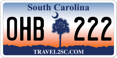SC license plate OHB222
