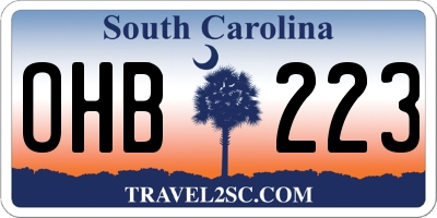 SC license plate OHB223