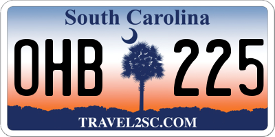 SC license plate OHB225