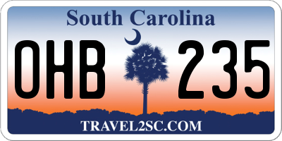 SC license plate OHB235