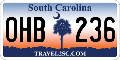 SC license plate OHB236