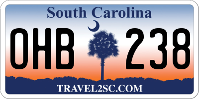 SC license plate OHB238