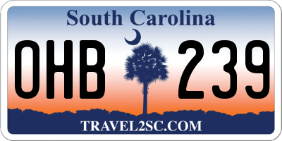 SC license plate OHB239