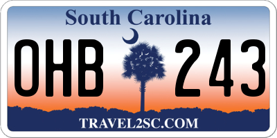 SC license plate OHB243