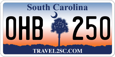 SC license plate OHB250