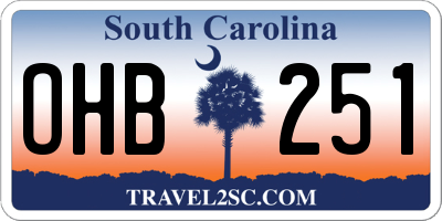 SC license plate OHB251