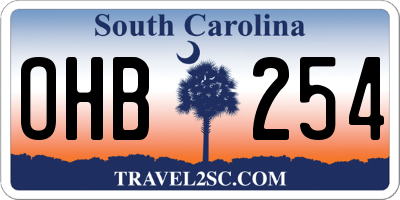 SC license plate OHB254