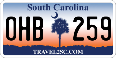 SC license plate OHB259