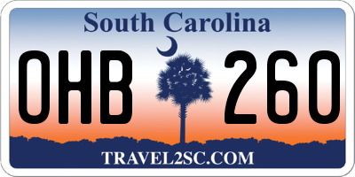 SC license plate OHB260