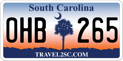 SC license plate OHB265