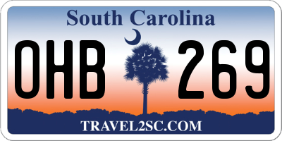 SC license plate OHB269