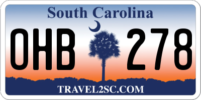 SC license plate OHB278