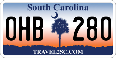 SC license plate OHB280